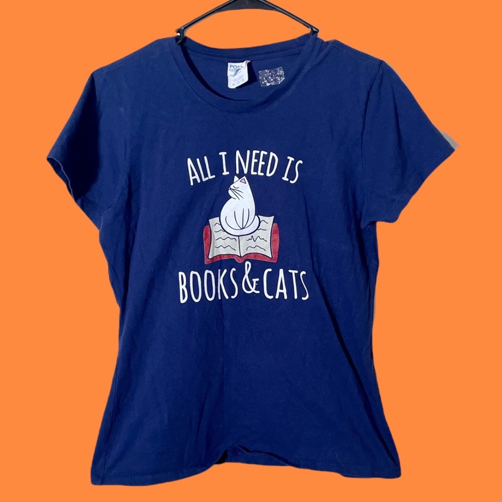 Vintage “All I Need is Books and Cats” Shirt